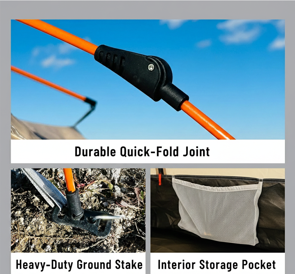 4-Person Instant Pop-Up Camping Tent - Automatic Quick Setup, UV Protection & Waterproof Sun Shelter for Outdoor Family Hiking, Beach & Fishing