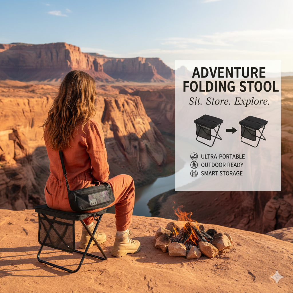 Heavy-Duty Portable Fishing Stool - Foldable Outdoor Seating for Fishing, Beach & Tailgating, Breathable Anti-Slip Camp Chair