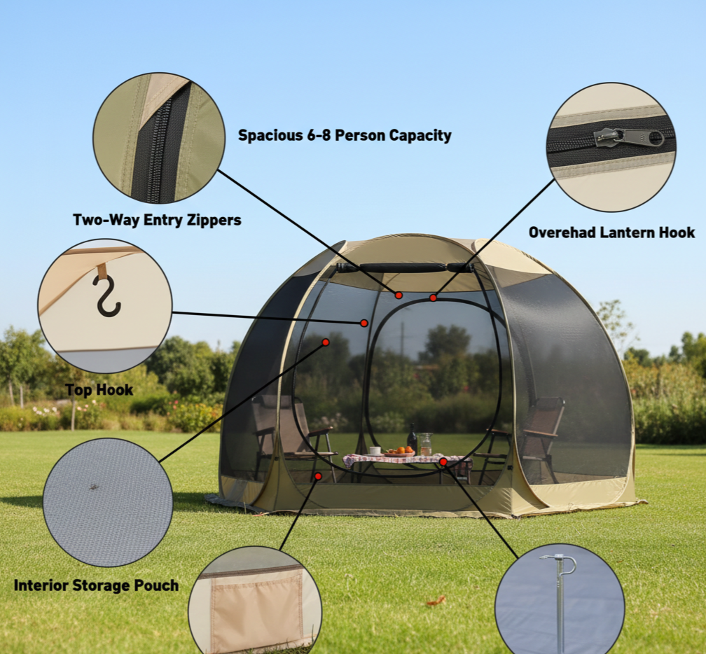 Instant Outdoor Sanctuary: 6-8 Person Portable Screen House for Ultimate Family Freedom