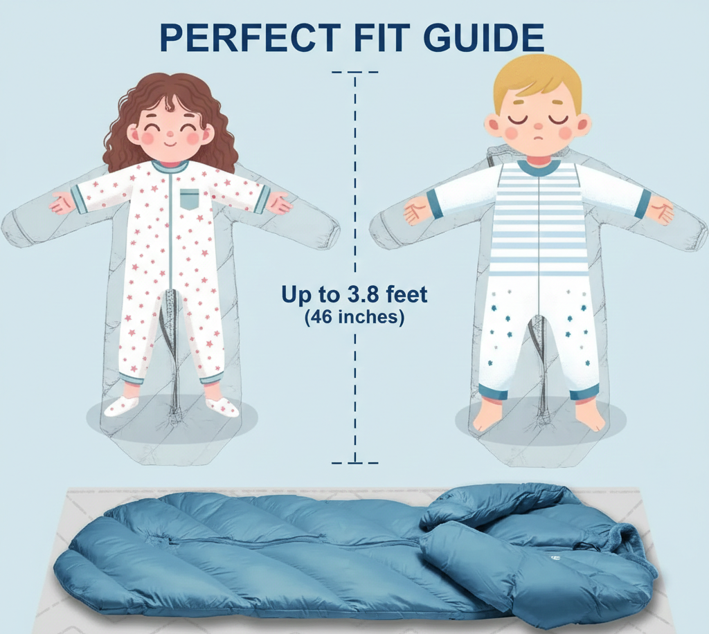 Kid-Friendly Lightweight Sleeping Bag | Grow-with-Me Design Extends to 46" | Portable Travel Bed for Toddlers Ages 2-4 | Unisex Pattern for Camping, Pre-K & Sleepovers