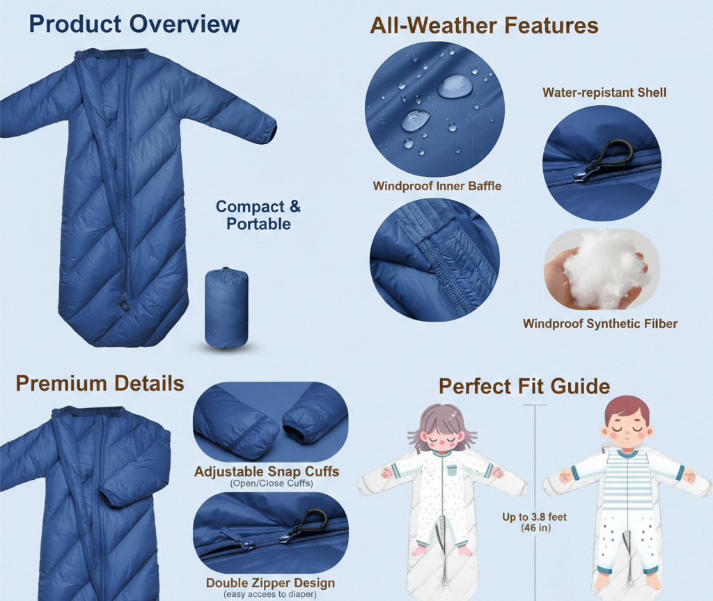 Kid-Friendly Lightweight Sleeping Bag | Grow-with-Me Design Extends to 46" | Portable Travel Bed for Toddlers Ages 2-4 | Unisex Pattern for Camping, Pre-K & Sleepovers